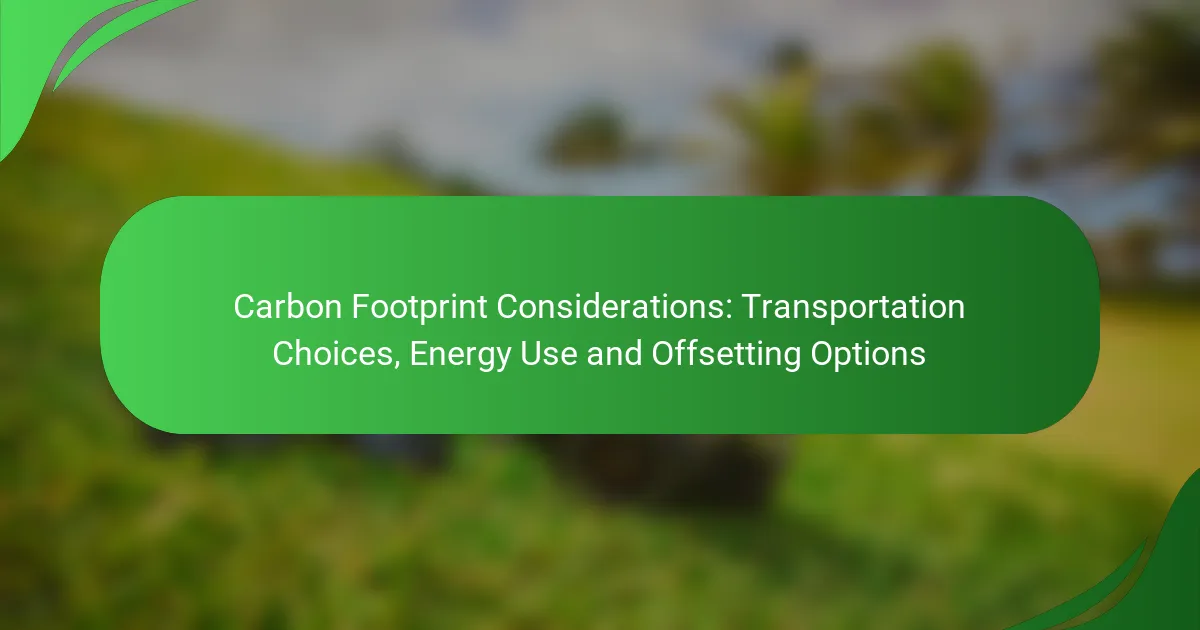 Carbon Footprint Considerations: Transportation Choices, Energy Use and Offsetting Options