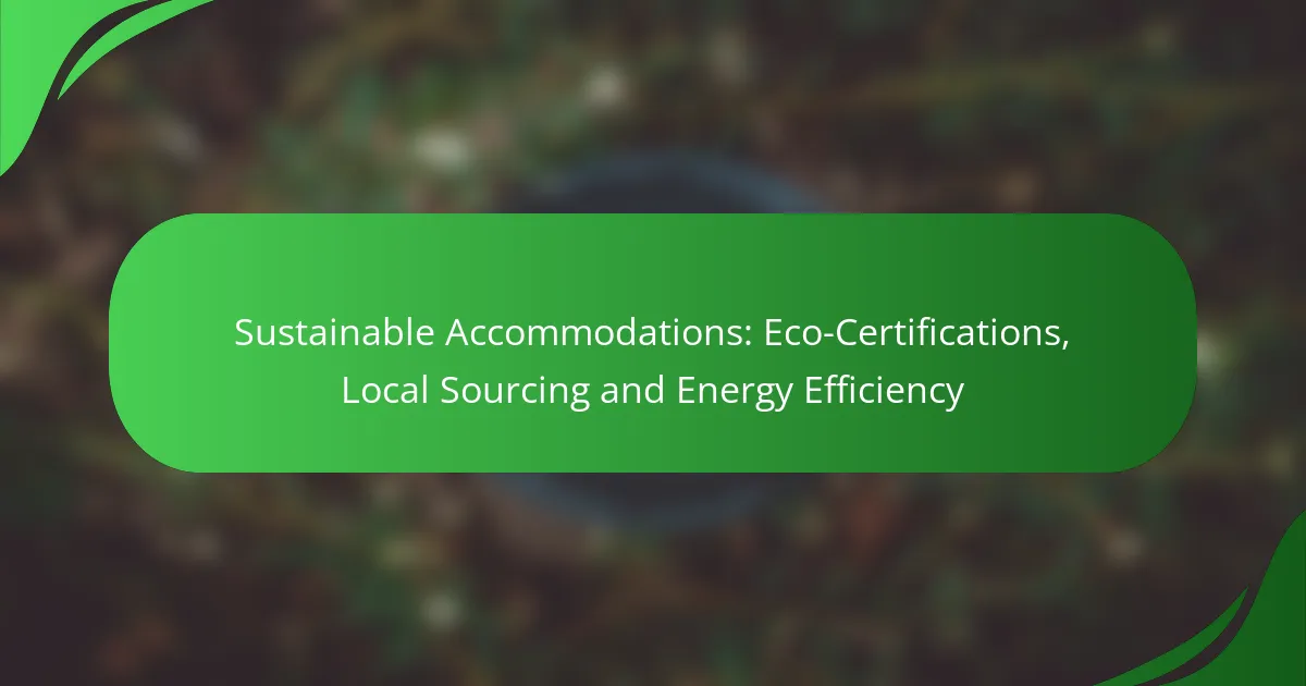 Sustainable Accommodations: Eco-Certifications, Local Sourcing and Energy Efficiency